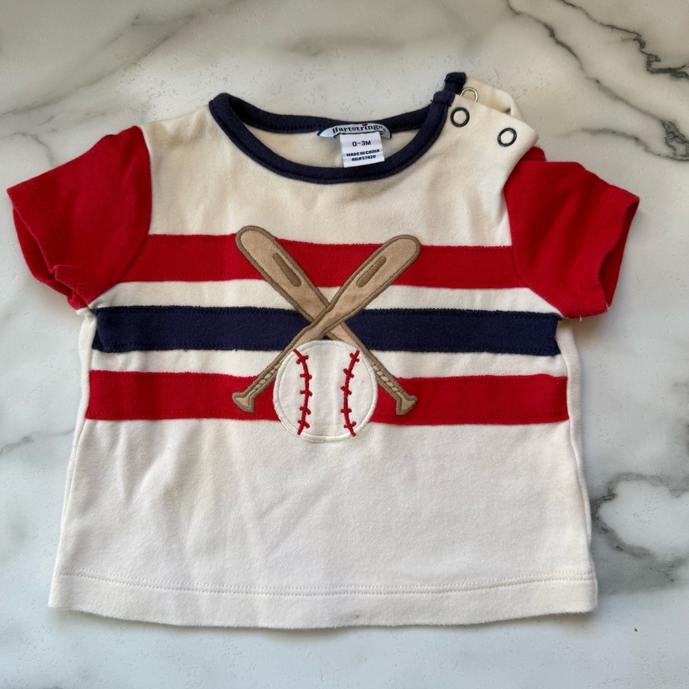 Vintage Hartstrings 0-3M Baseball shirt Red White Blue Baby Outfit 2000s